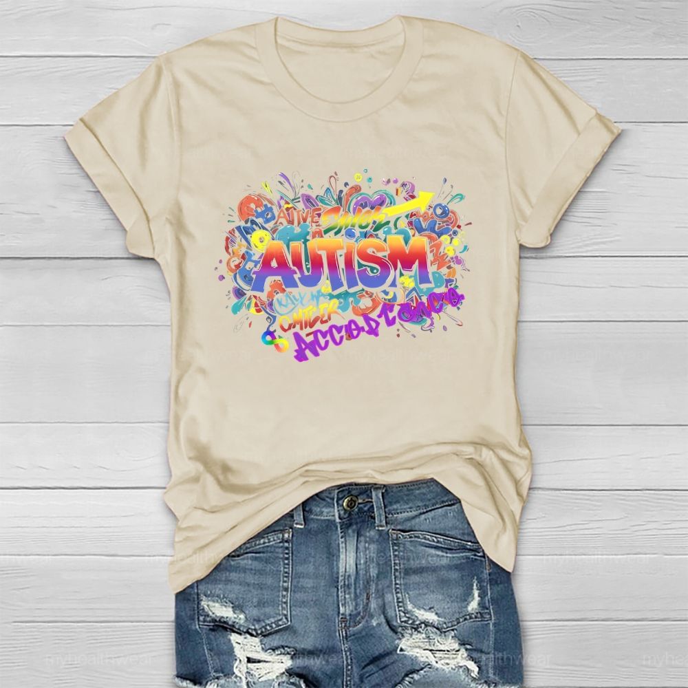 Autism Acceptance Colorful Letters Healthwear T-shirt