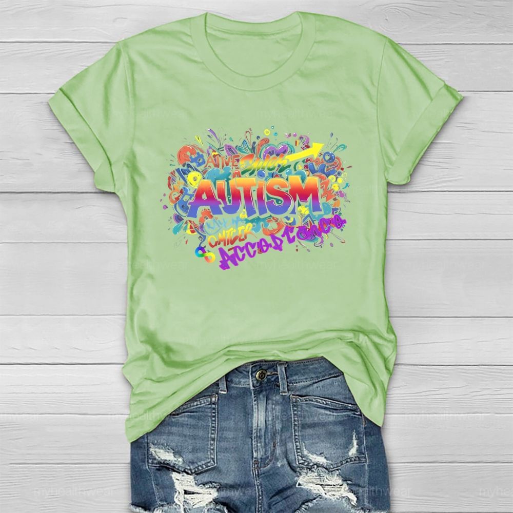 Autism Acceptance Colorful Letters Healthwear T-shirt