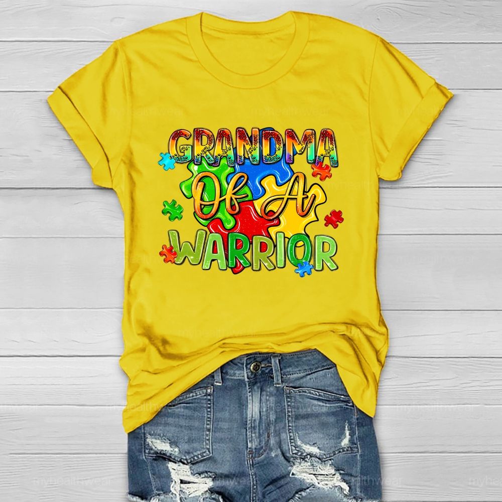 Grandma Of A Warrior Puzzle Pieces Healthwear T-shirt