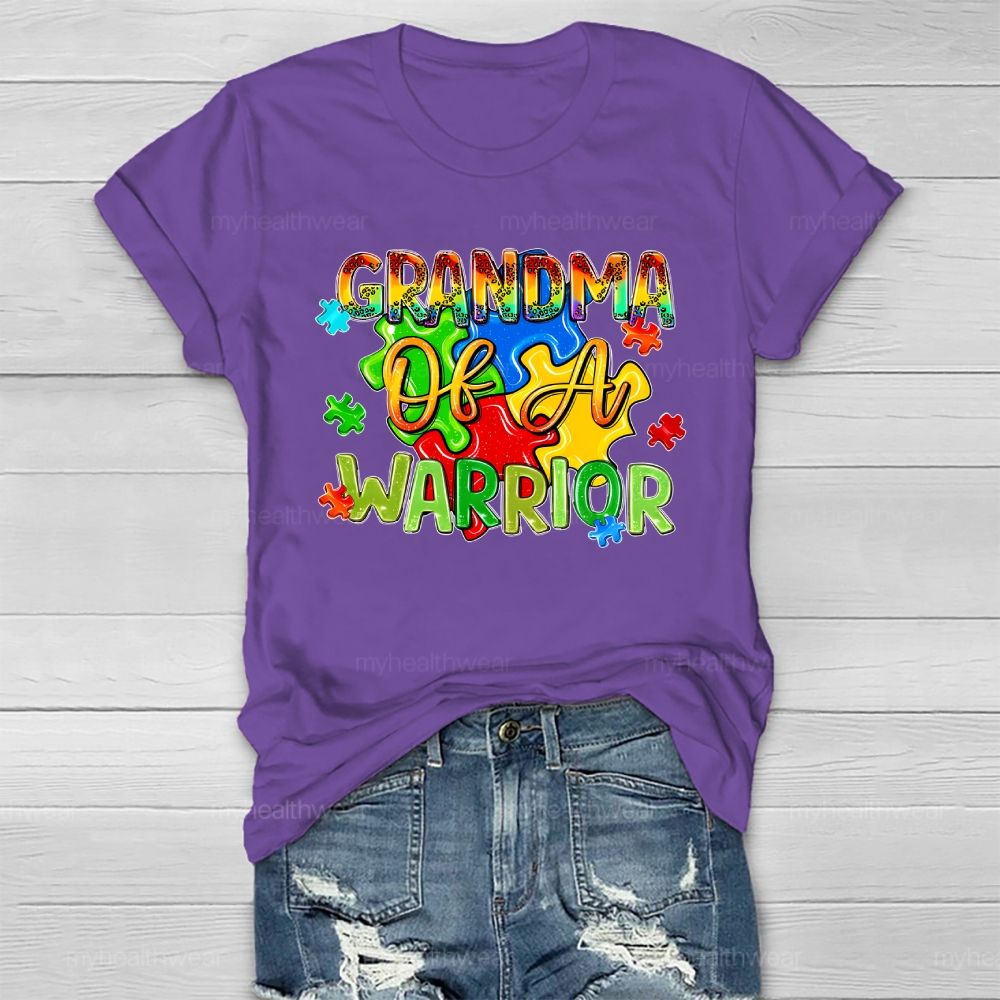 Grandma Of A Warrior Puzzle Pieces Healthwear T-shirt