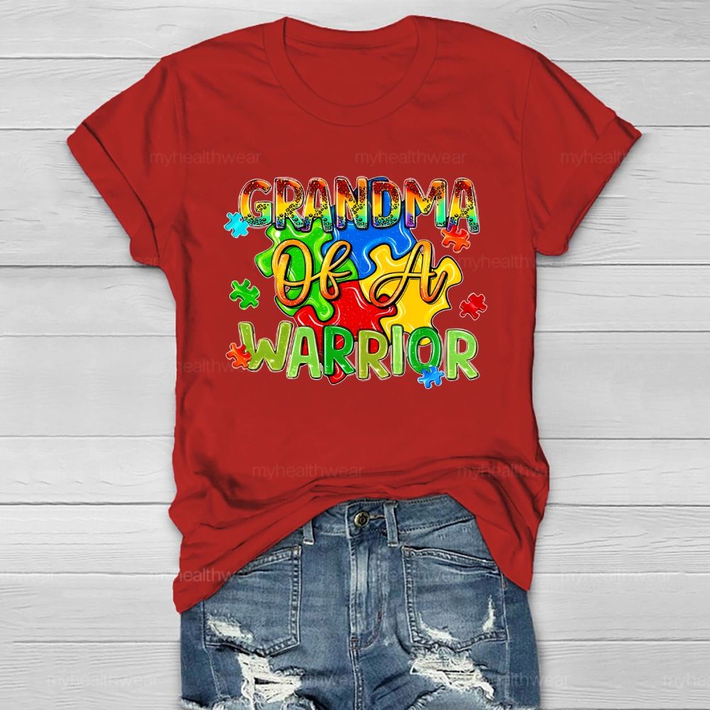 Grandma Of A Warrior Puzzle Pieces Healthwear T-shirt