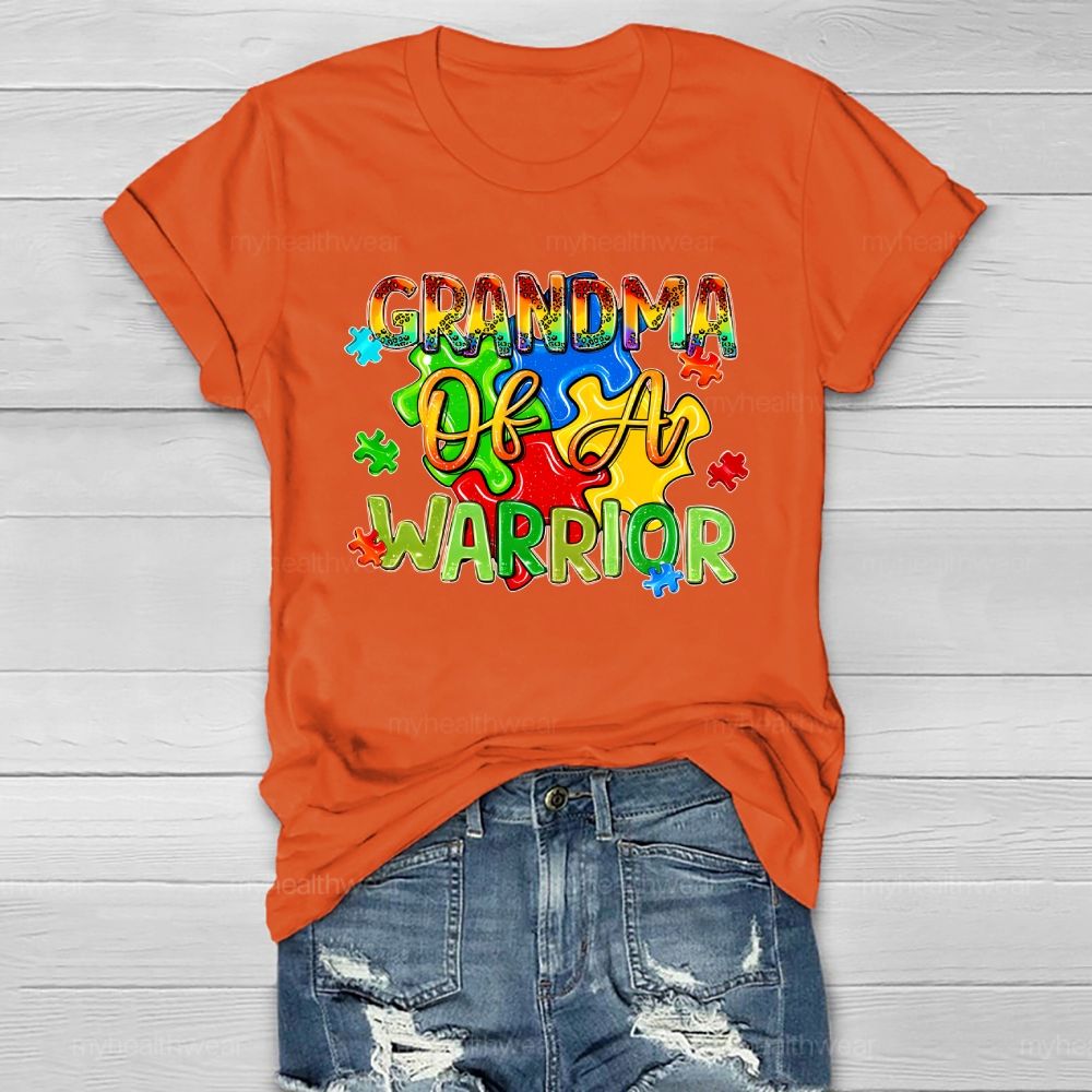 Grandma Of A Warrior Puzzle Pieces Healthwear T-shirt