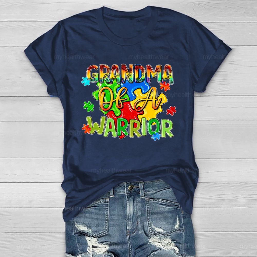 Grandma Of A Warrior Puzzle Pieces Healthwear T-shirt
