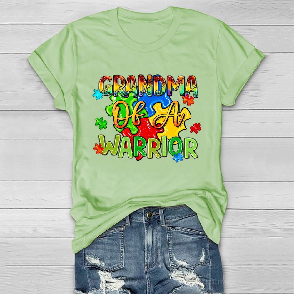 Grandma Of A Warrior Puzzle Pieces Healthwear T-shirt