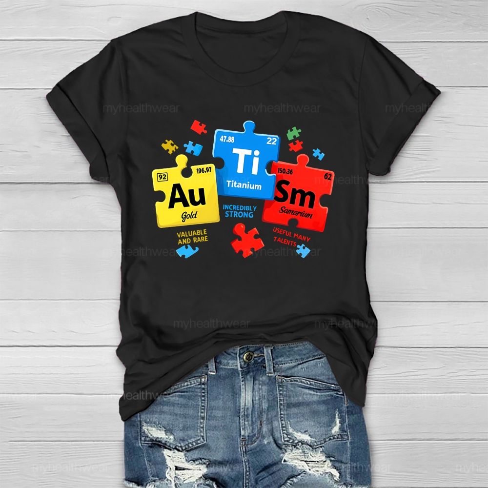 Autism Red Yellow Blue Puzzle Healthwear T-shirt