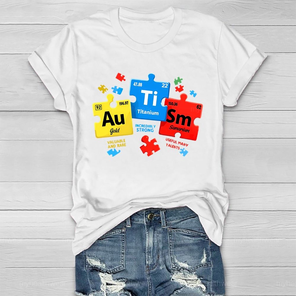 Autism Red Yellow Blue Puzzle Healthwear T-shirt