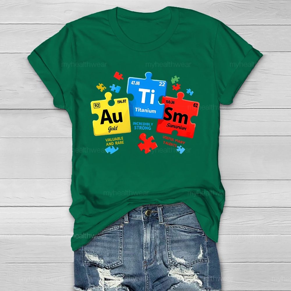 Autism Red Yellow Blue Puzzle Healthwear T-shirt