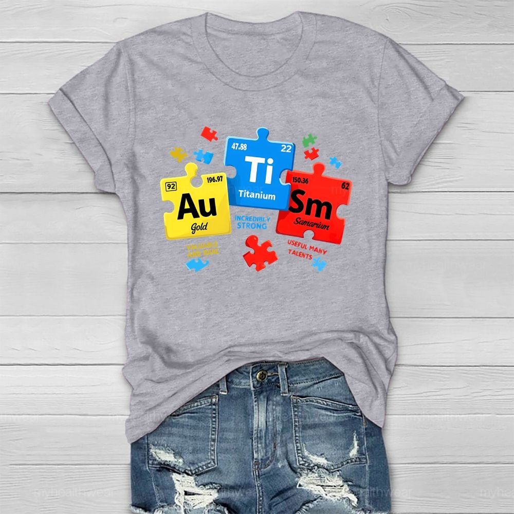 Autism Red Yellow Blue Puzzle Healthwear T-shirt