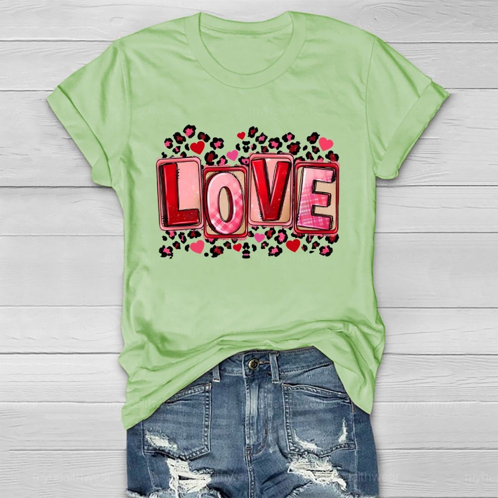 Love Leopard Print Heart Healthwear T-shirt
