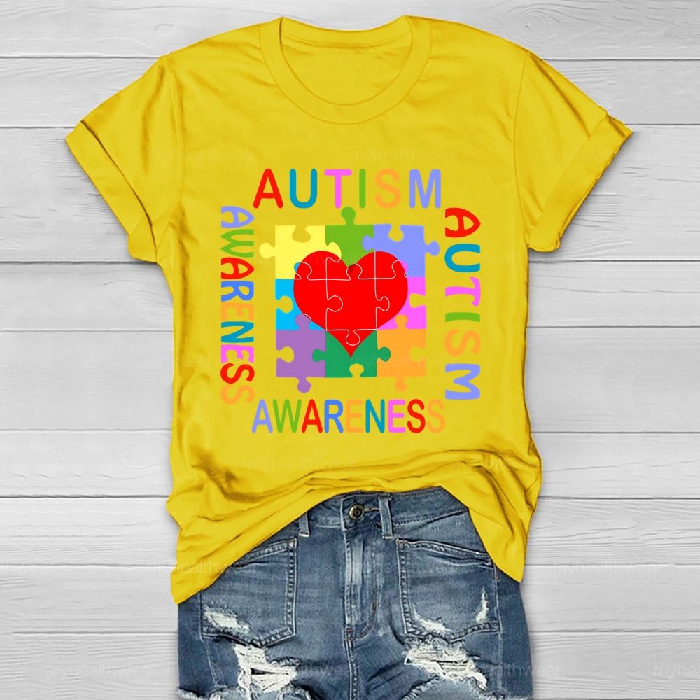 Autism Awareness Heart Puzzle Healthwear T-shirt