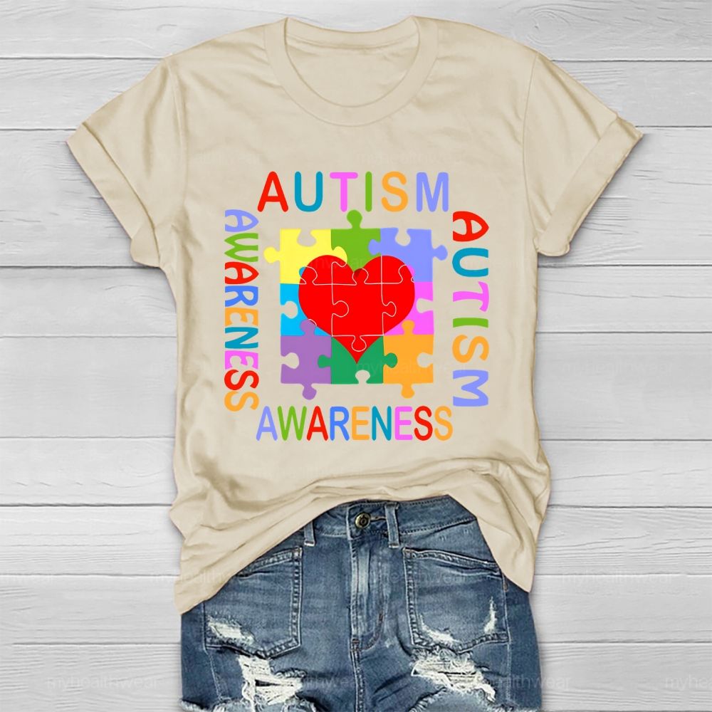 Autism Awareness Heart Puzzle Healthwear T-shirt