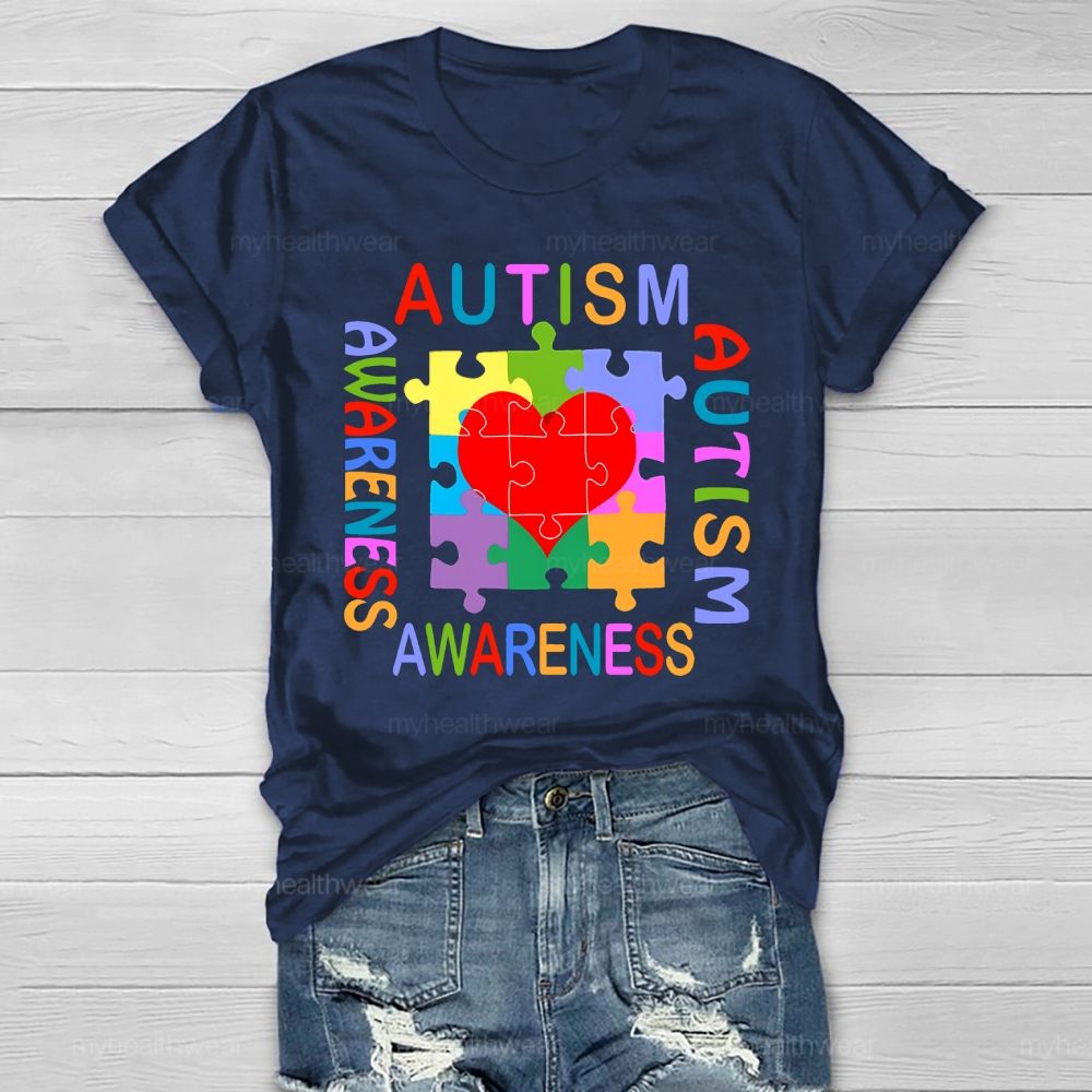 Autism Awareness Heart Puzzle Healthwear T-shirt