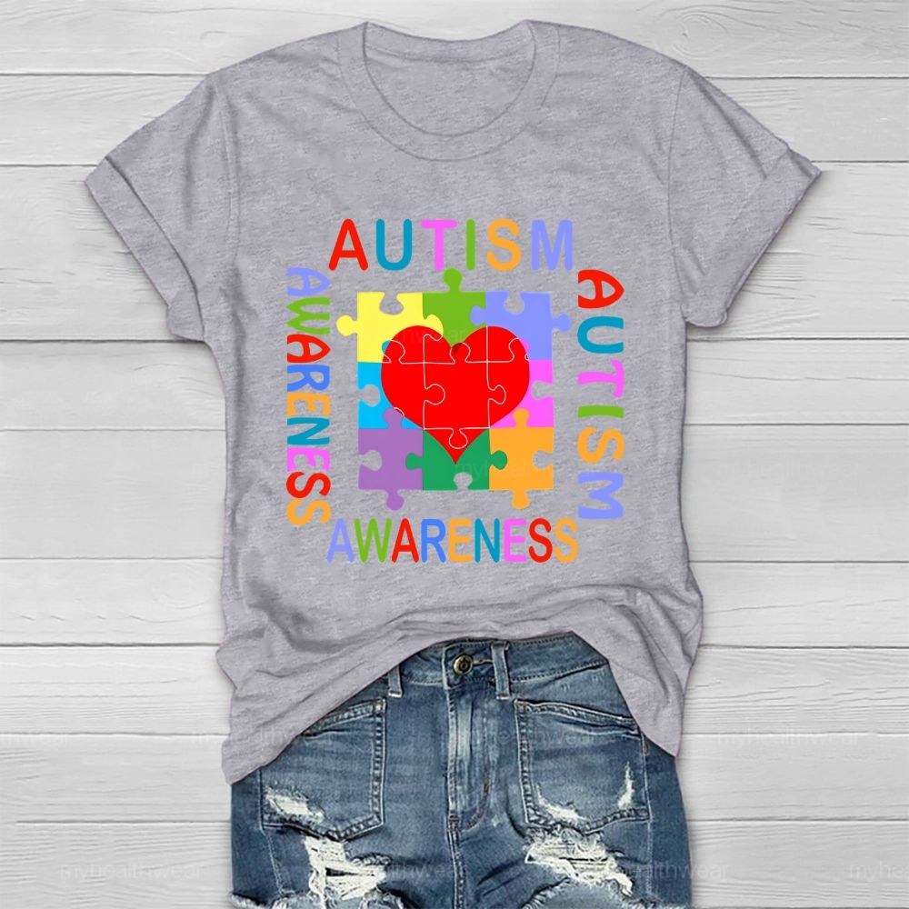 Autism Awareness Heart Puzzle Healthwear T-shirt