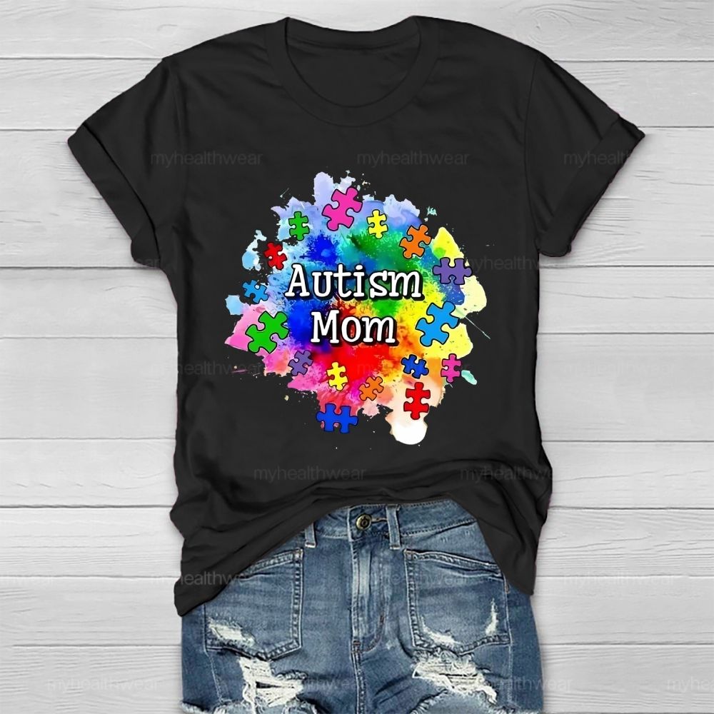 Autism Mom Colorful Puzzle Healthwear T-shirt