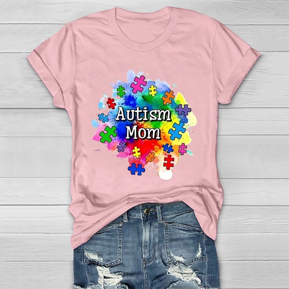 Autism Mom Colorful Puzzle Healthwear T-shirt