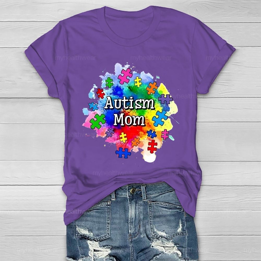 Autism Mom Colorful Puzzle Healthwear T-shirt