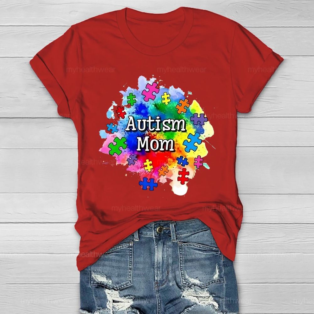 Autism Mom Colorful Puzzle Healthwear T-shirt