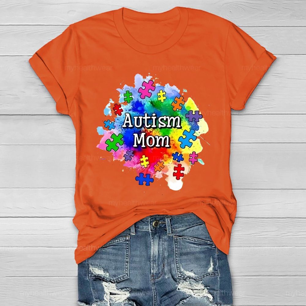 Autism Mom Colorful Puzzle Healthwear T-shirt