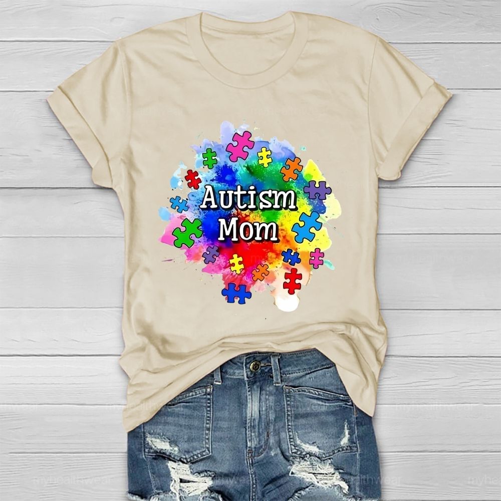 Autism Mom Colorful Puzzle Healthwear T-shirt