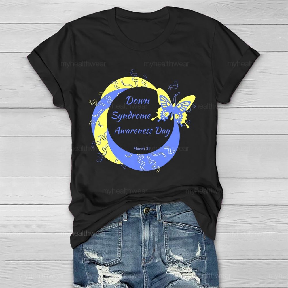 Down Syndrome Awareness Day 321 Butterfly Healthwear T-shirt