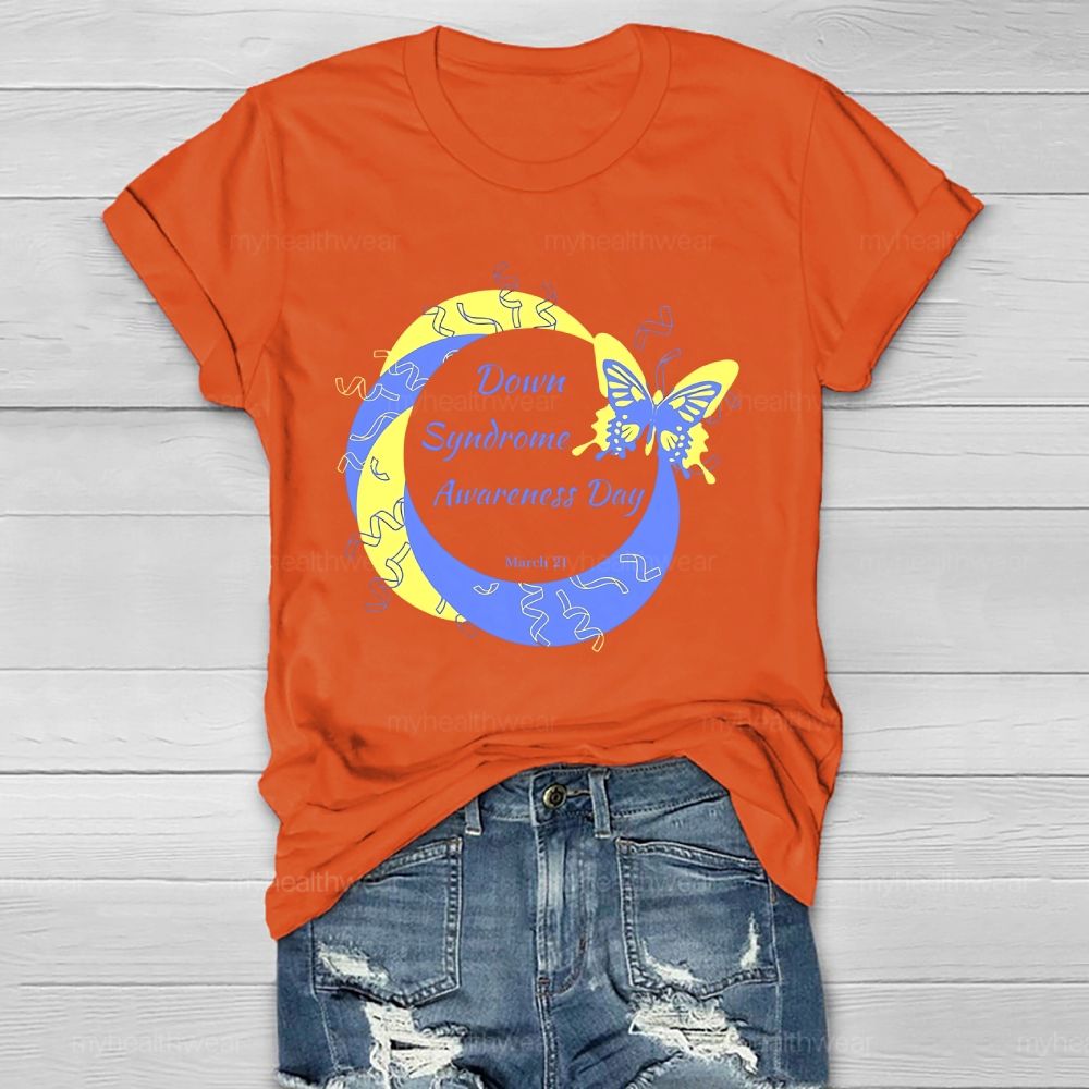 Down Syndrome Awareness Day 321 Butterfly Healthwear T-shirt