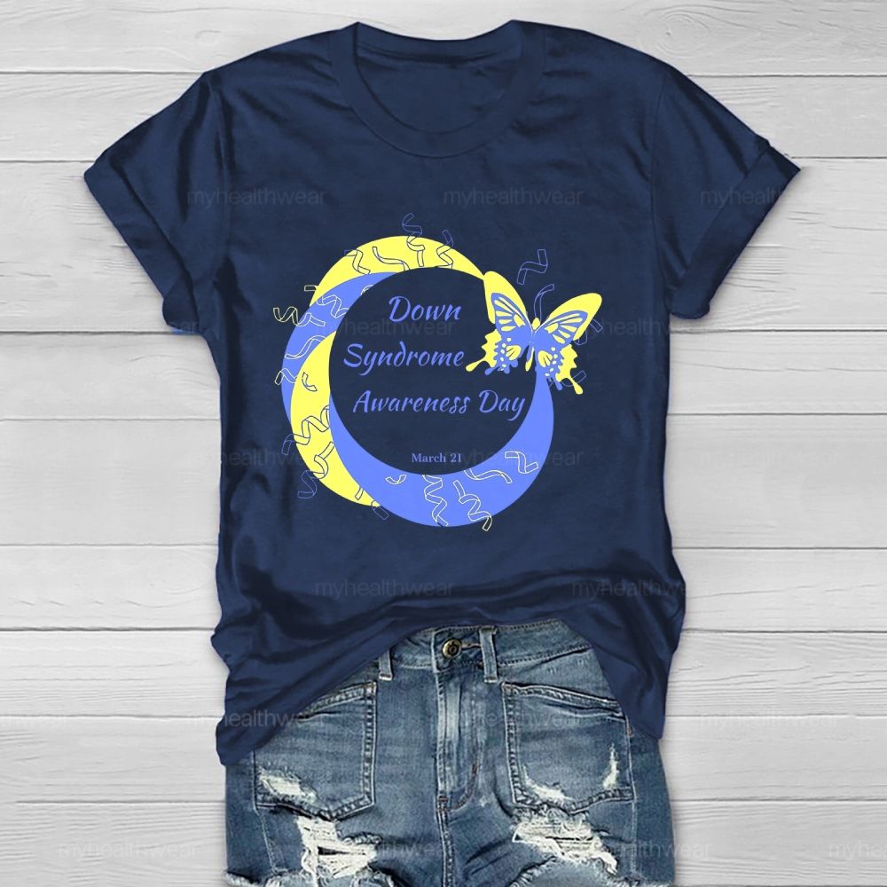 Down Syndrome Awareness Day 321 Butterfly Healthwear T-shirt
