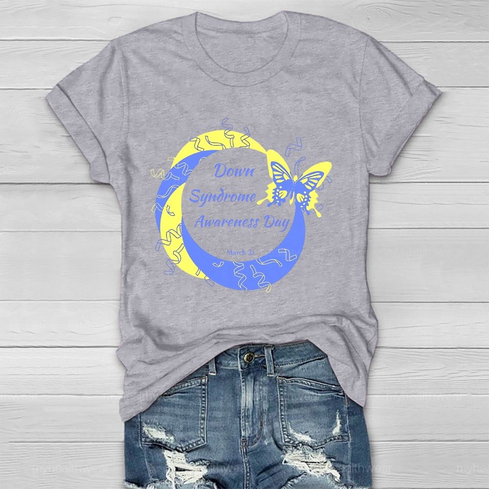 Down Syndrome Awareness Day 321 Butterfly Healthwear T-shirt