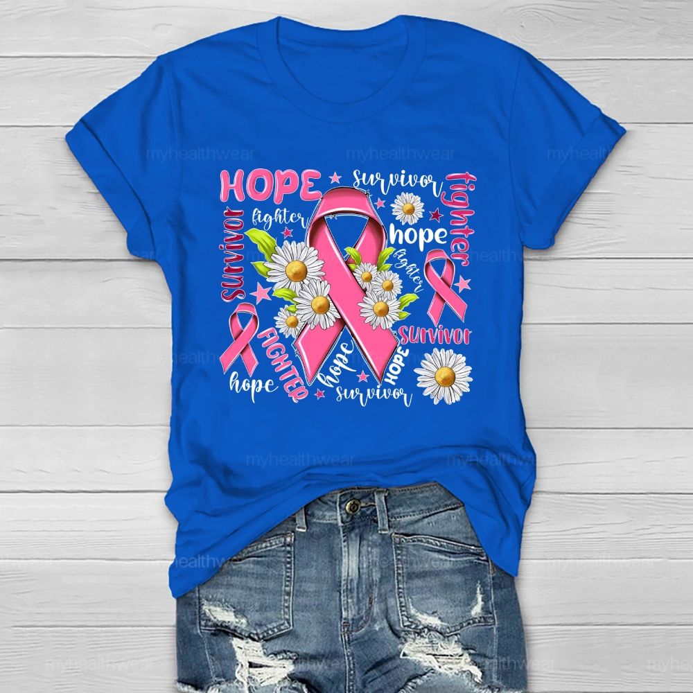 Hope Fighter Survivor Pink Ribbon Healthwear T-shirt
