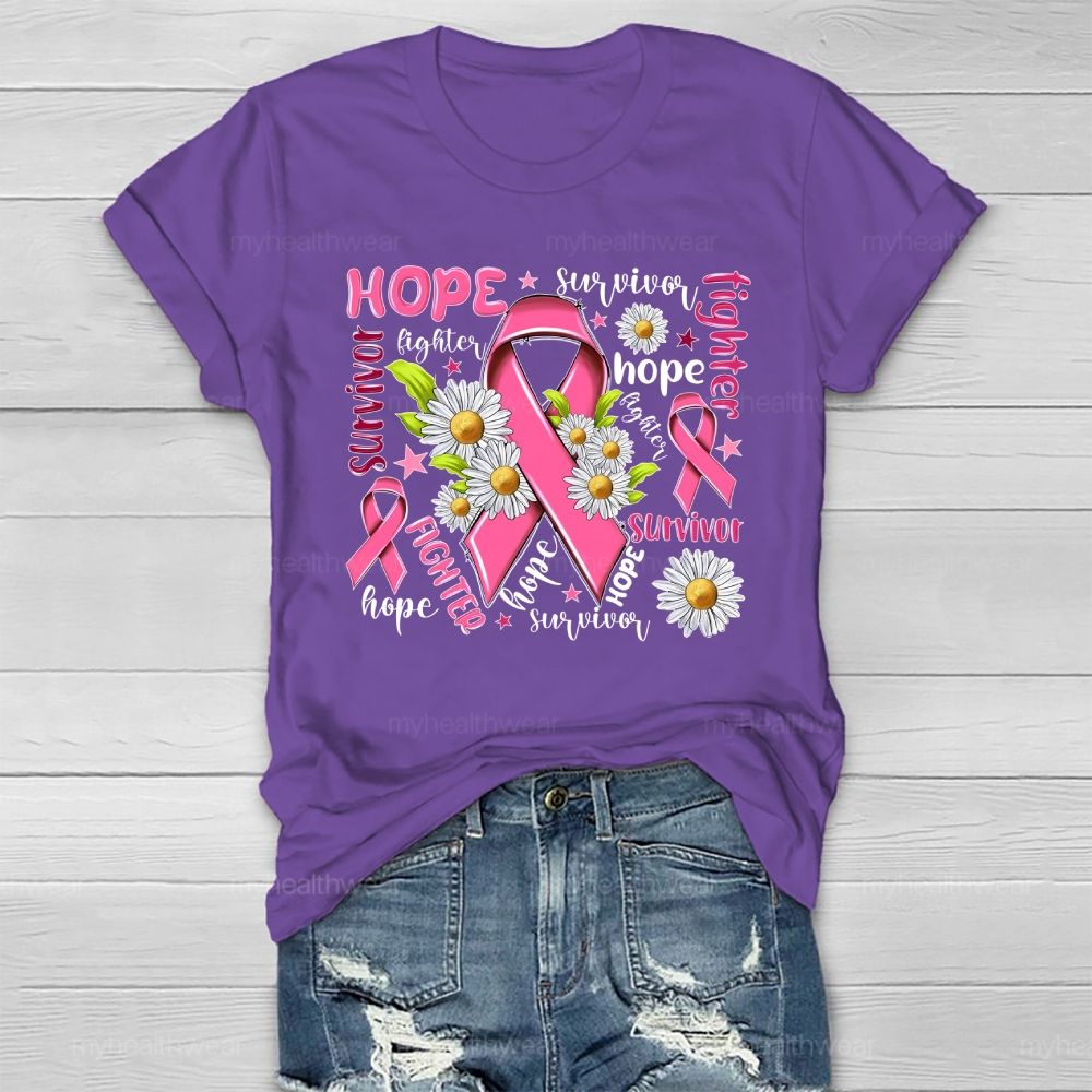 Hope Fighter Survivor Pink Ribbon Healthwear T-shirt