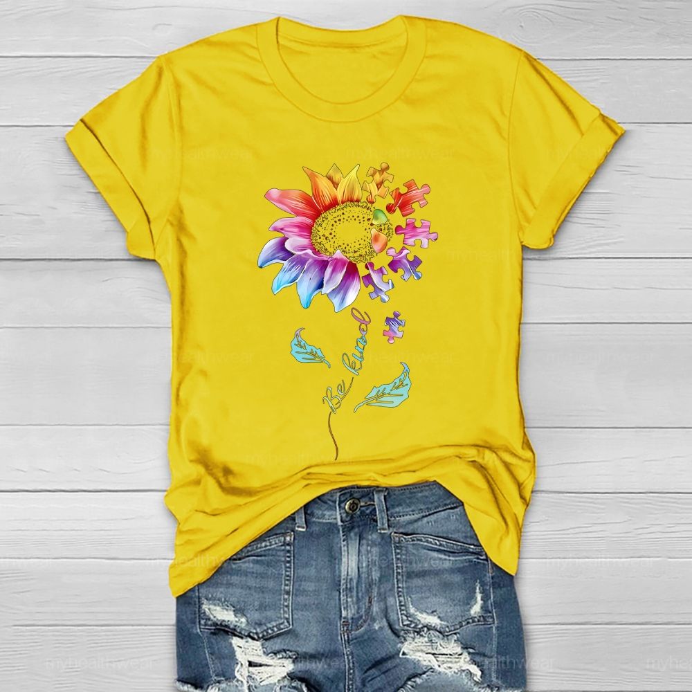 Be Kind Sunflower Puzzle Healthwear T-shirt