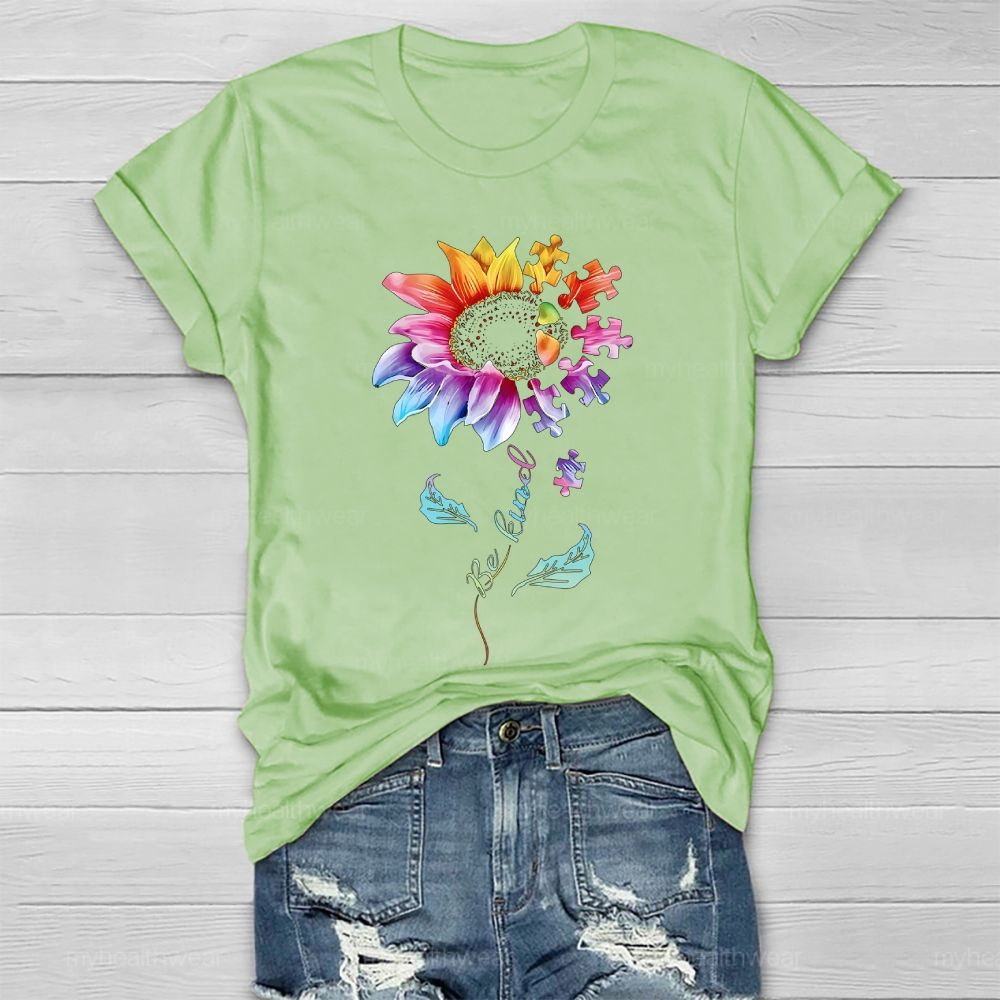 Be Kind Sunflower Puzzle Healthwear T-shirt