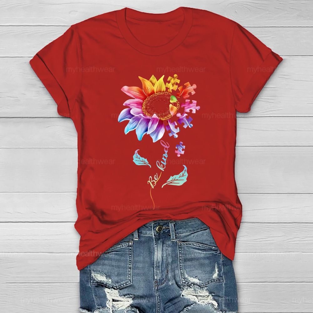 Be Kind Sunflower Puzzle Healthwear T-shirt