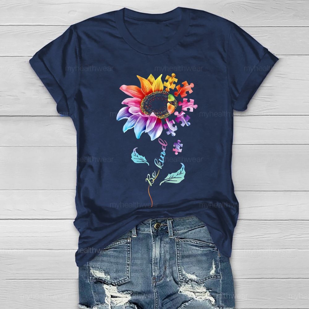 Be Kind Sunflower Puzzle Healthwear T-shirt