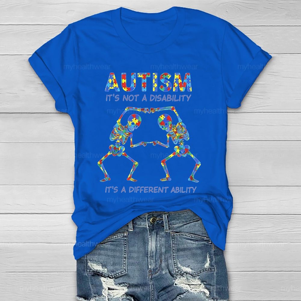 Autism It’s Not A Disability It’s A Different Ability Puzzle Skull Healthwear T-shirt