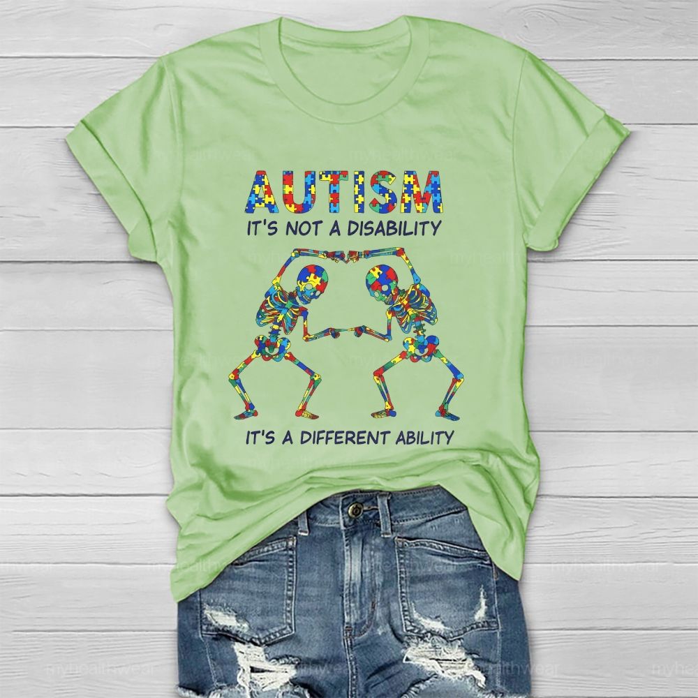 Autism It’s Not A Disability It’s A Different Ability Puzzle Skull Healthwear T-shirt