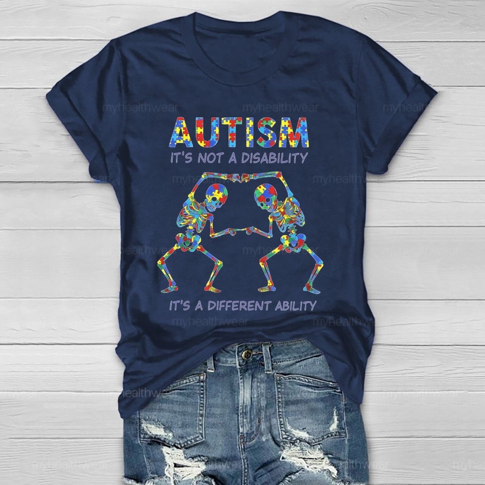 Autism It’s Not A Disability It’s A Different Ability Puzzle Skull Healthwear T-shirt