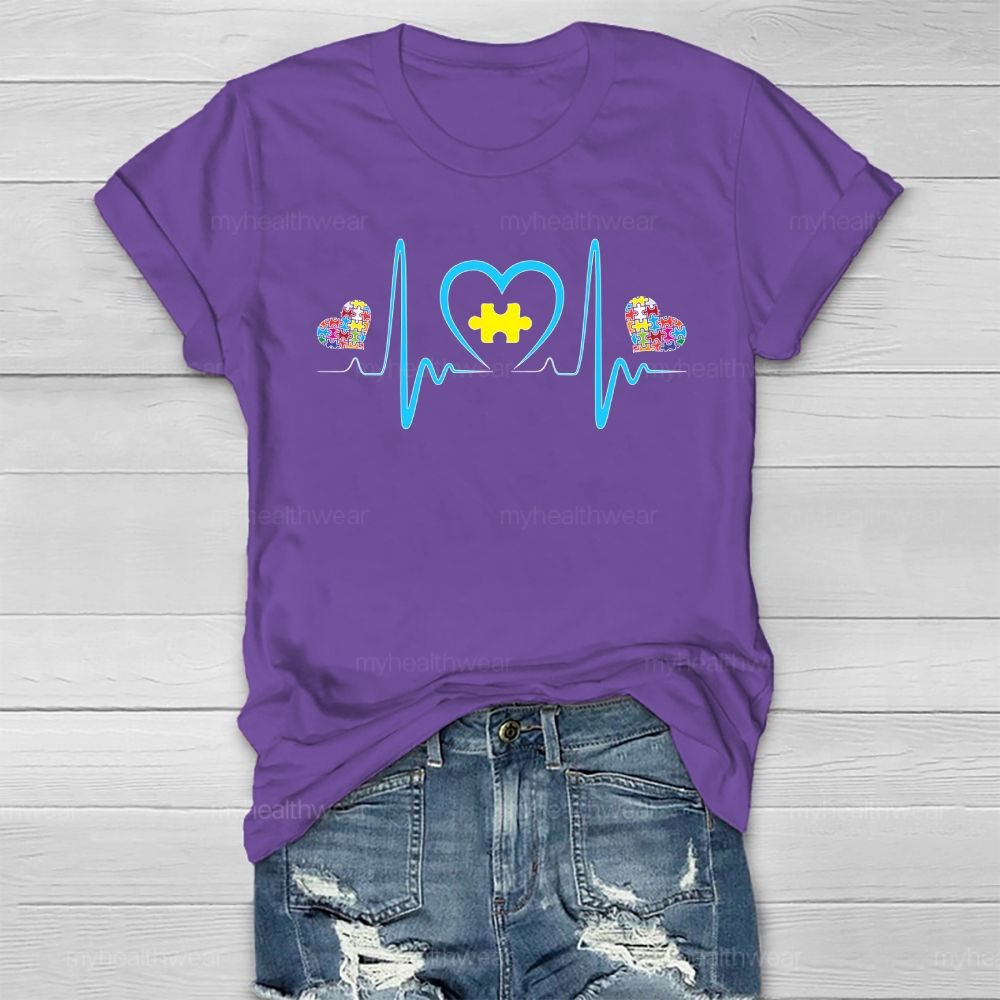 Autism Puzzle Heartbeat Healthwear T-shirt