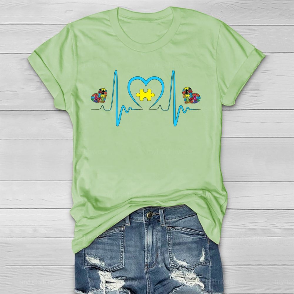 Autism Puzzle Heartbeat Healthwear T-shirt