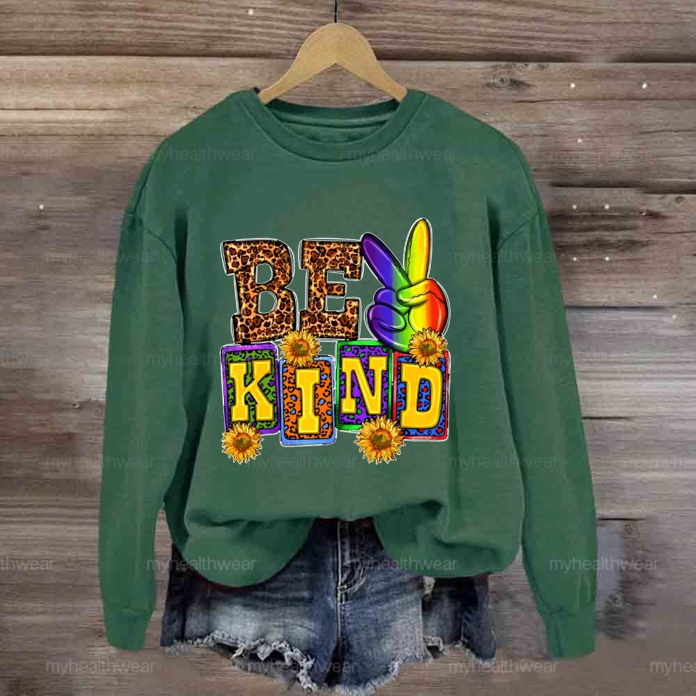 Be Kind Leopard Print Letters Sweatshirt