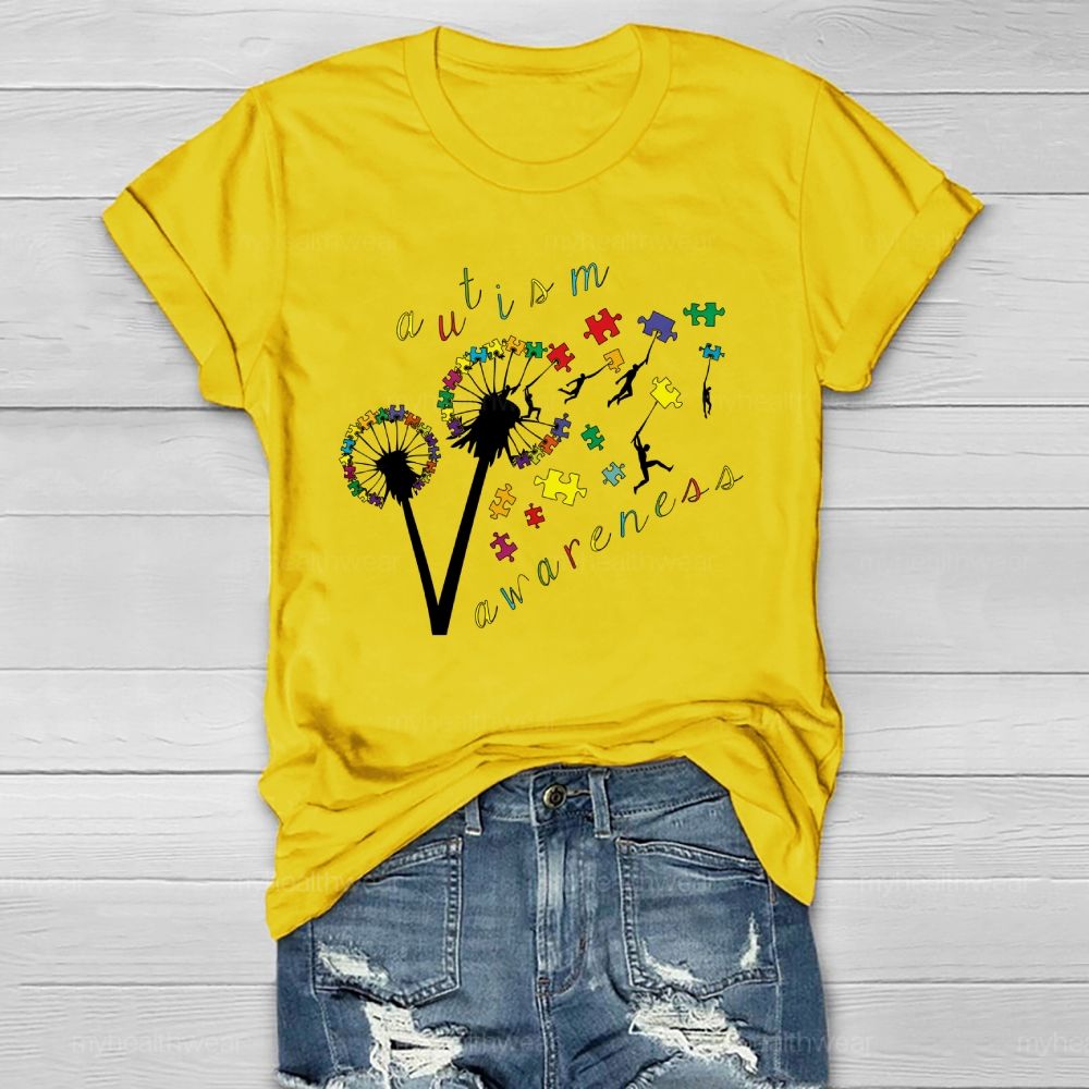 Autism Awareness Dandelion Puzzle Healthwear T-shirt