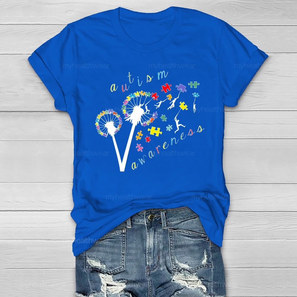 Autism Awareness Dandelion Puzzle Healthwear T-shirt