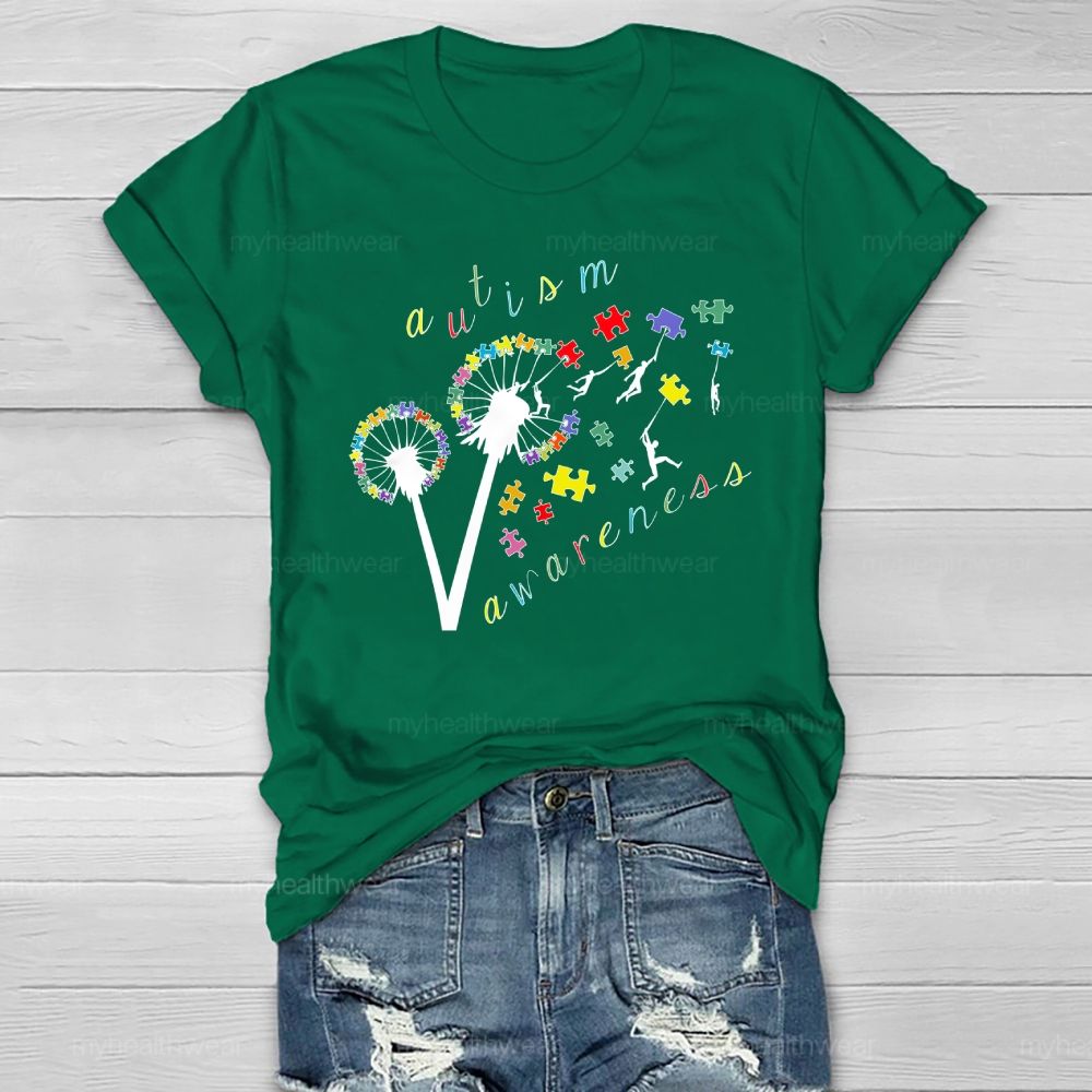 Autism Awareness Dandelion Puzzle Healthwear T-shirt