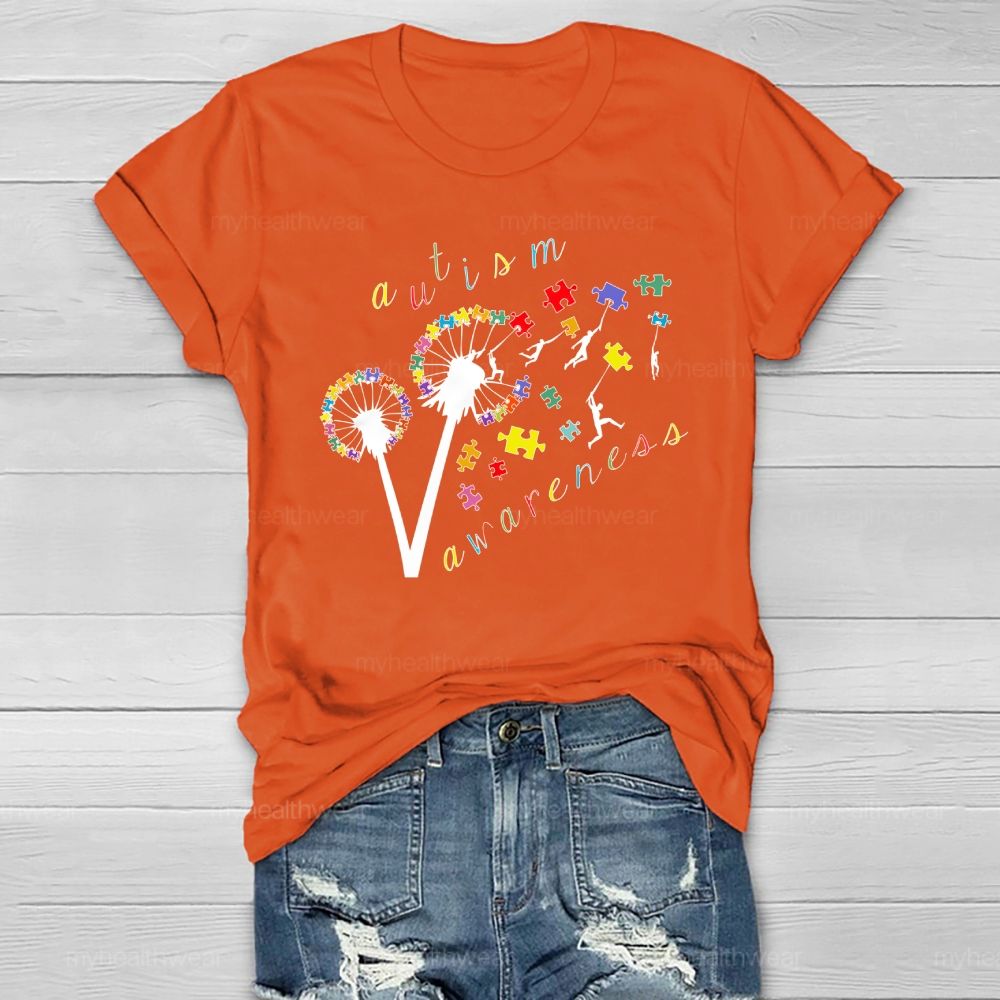 Autism Awareness Dandelion Puzzle Healthwear T-shirt