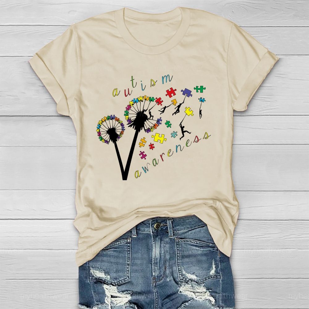 Autism Awareness Dandelion Puzzle Healthwear T-shirt