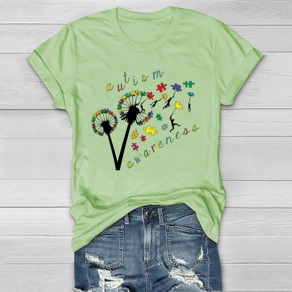 Autism Awareness Dandelion Puzzle Healthwear T-shirt
