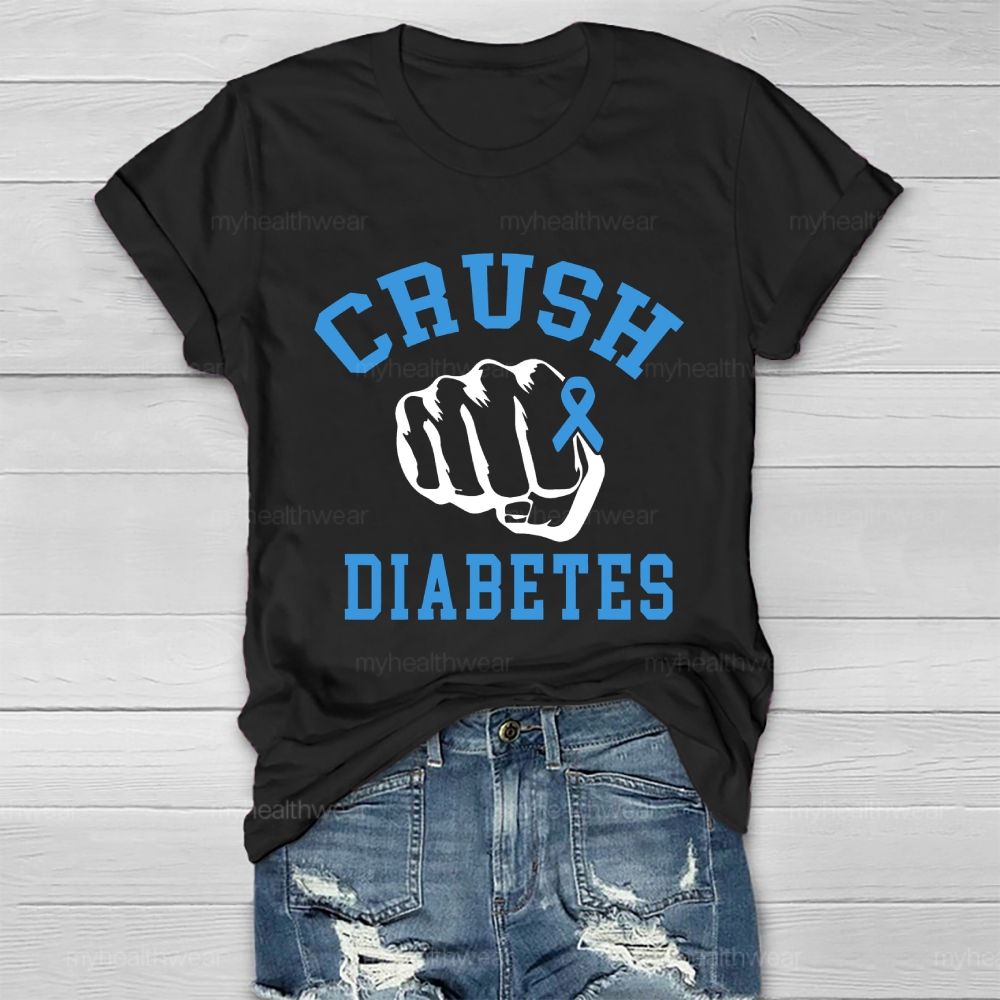 Crush Diabetes Awareness Blue Ribbon Healthwear T-shirt