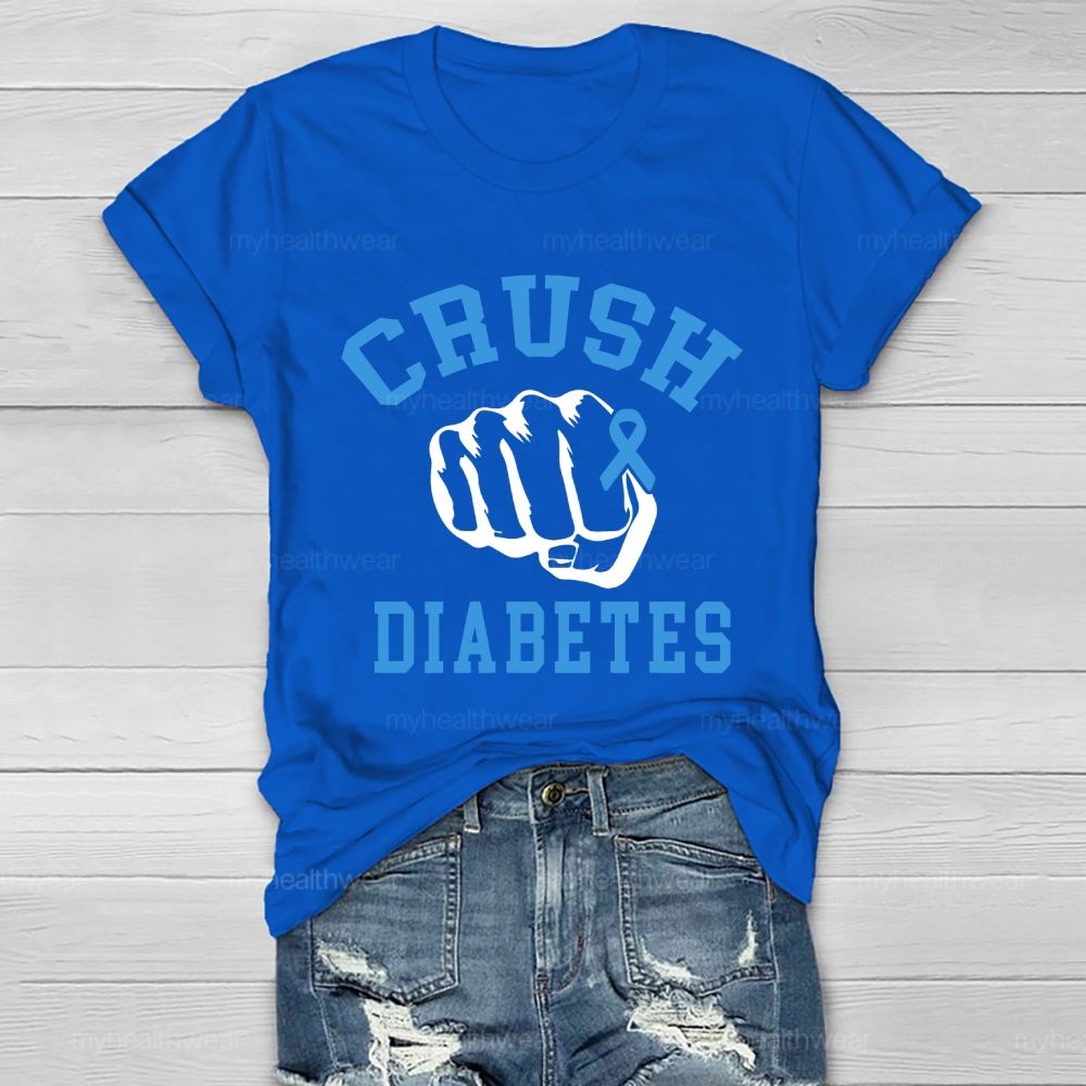 Crush Diabetes Awareness Blue Ribbon Healthwear T-shirt