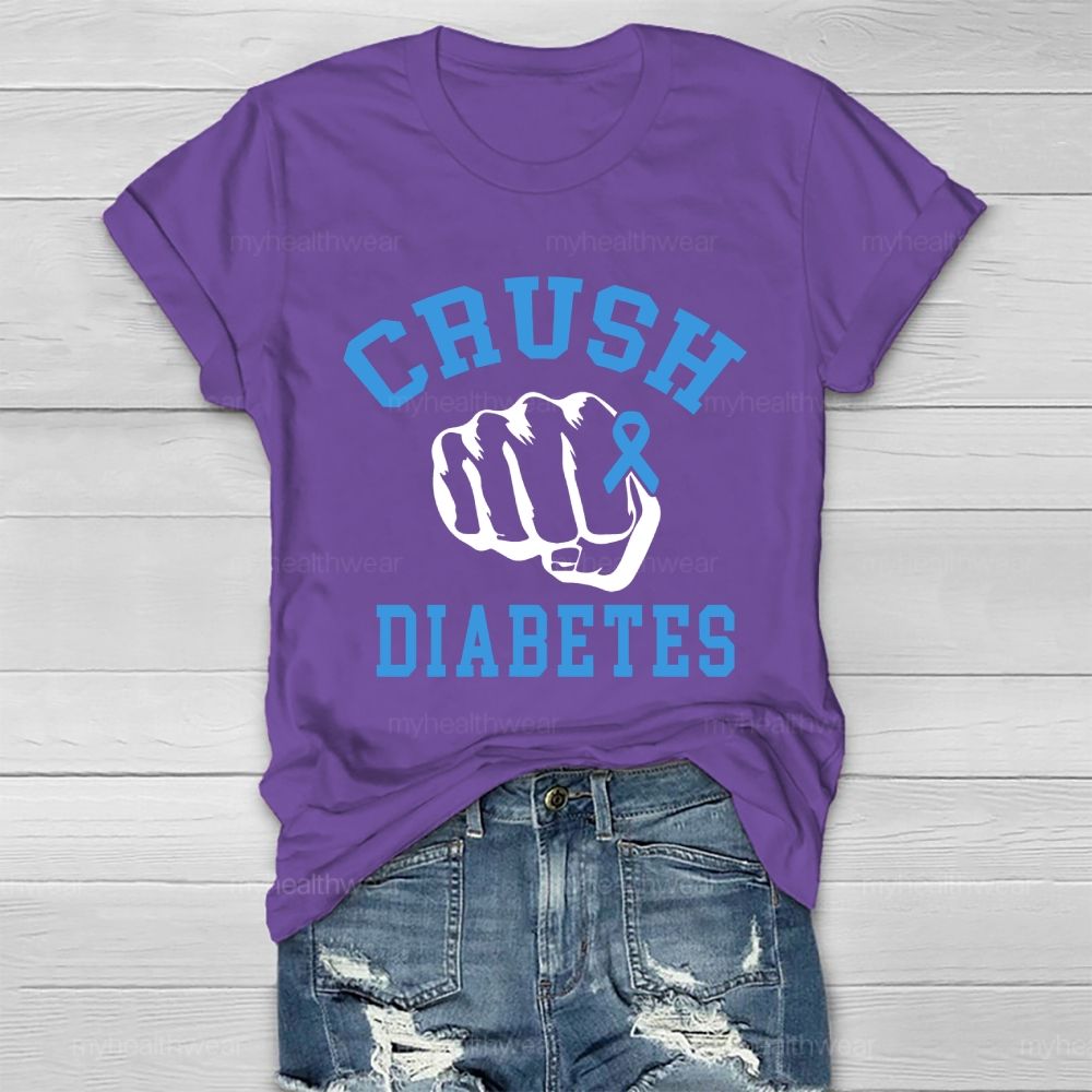 Crush Diabetes Awareness Blue Ribbon Healthwear T-shirt