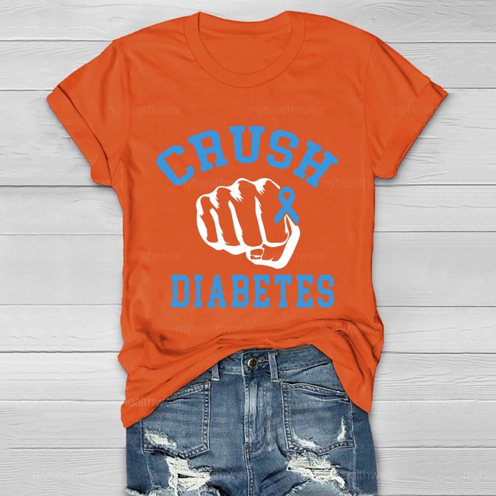 Crush Diabetes Awareness Blue Ribbon Healthwear T-shirt