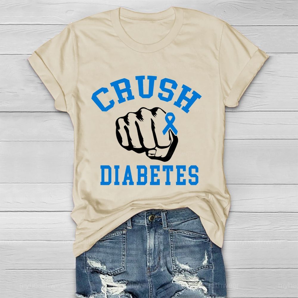 Crush Diabetes Awareness Blue Ribbon Healthwear T-shirt
